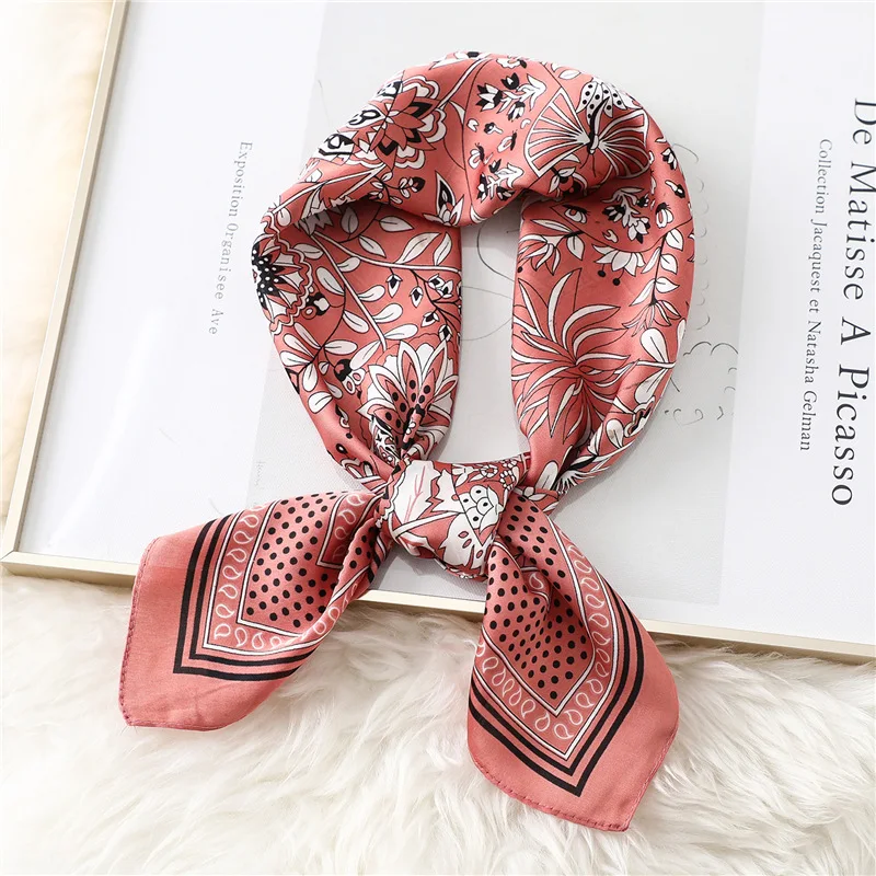 

70cm Square Silk Scarf Female Hair Band Headcloth Printed Artificial Professional Small Silk Scarves