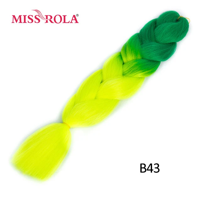 Miss Rola, большие синтетические косы, волосы, 100 г, 24 дюйма, высокотемпературное волокно, Джамбо, волосы для наращивания, Омбре, вязанные крючком, косички - Цвет: B43