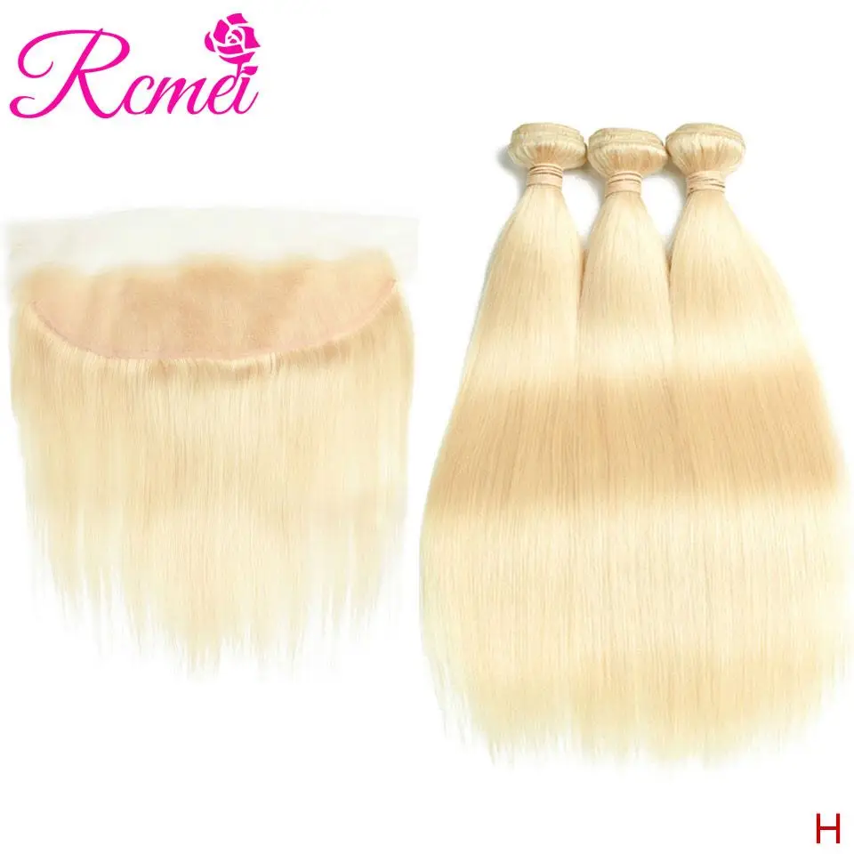 Мёд 613 светлые пряди с закрытием бразильские прямые волосы блонд 3 13x4 фронтальная