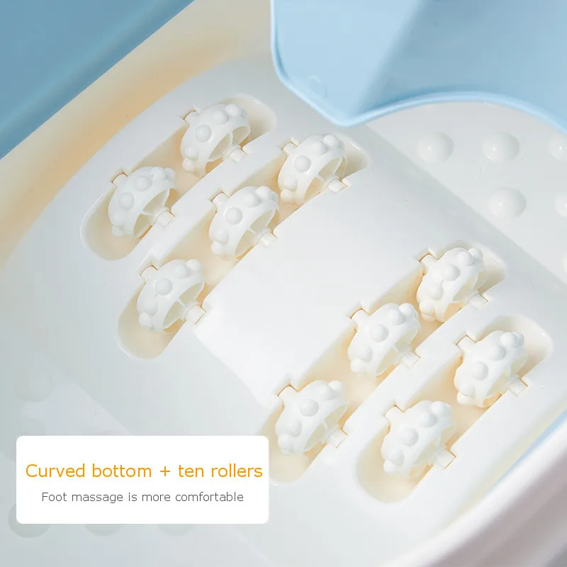 

Folding Foot Wash Tub with Lid Sauna Soaking Foaming Massage Bucket Pedicure Foot Bath Basin Portable Foldable Footbath Hot Tubs