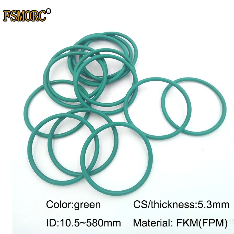 Зеленые уплотнительные кольца FKM ID10.5mm ~ 580mm Толщина/CS маслостойкая кислотно