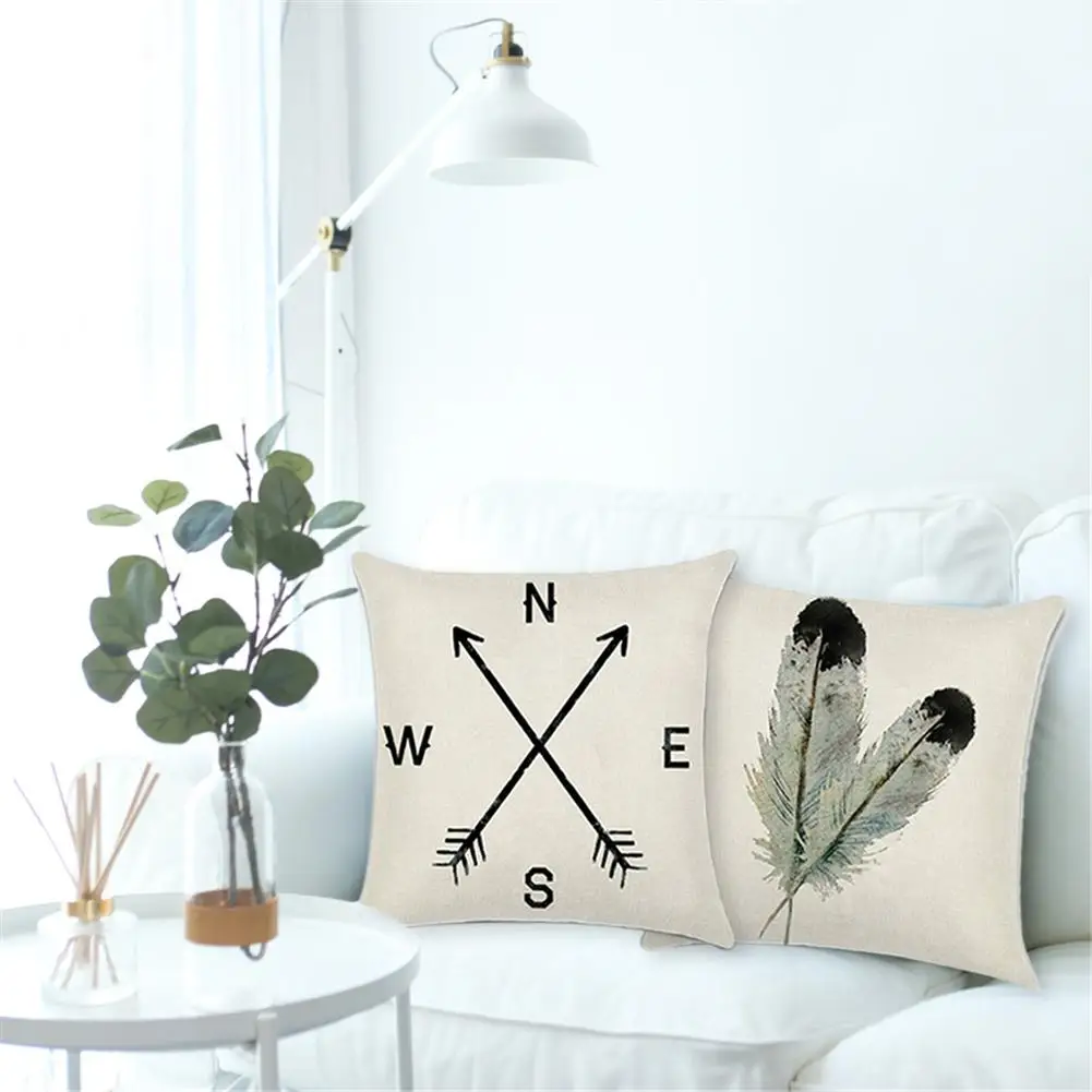 4 шт. чехол для подушки с компасом и пером винтажная декоративная подушка дивана в