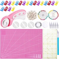 imzay 45mm fabric rotary cutter a3 cutting mat plasti sewing clips acrylic ruler cushion craft knife set and craft clips ideal