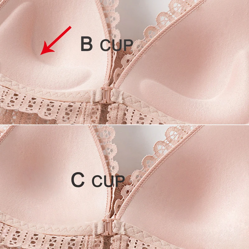 

Fashion Pink Sexy Lingerie Lace Wireless Bras For Women Front Closure Push Up Underwear Seamless Backless Sexy Lingerie Bralette
