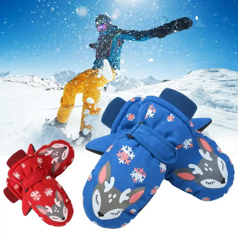 1 пара новые зимние Детские утепленные лыжные перчатки с рисунком оленя и кролика