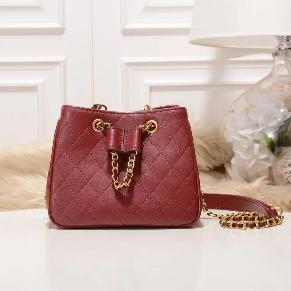 

free shipping2020 the new style fashion bucket genuine cow leather women one shoulder bag crossbody bag 2 color 2 size 18cm 25cm
