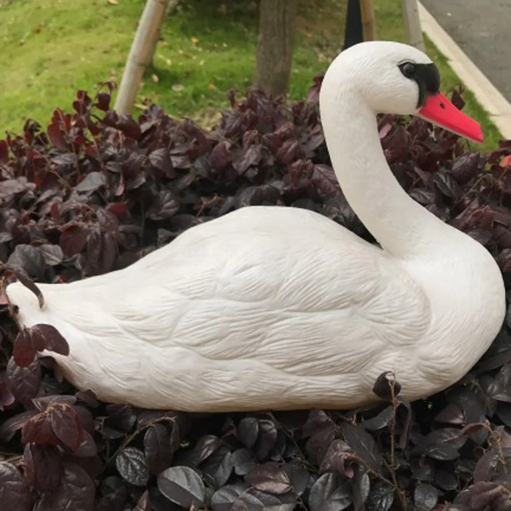 

1Piece Hunting White Bait Garden Plastic Pond Goose Decor White Swan Pet outdoor Garden Decoration White Swan jardin