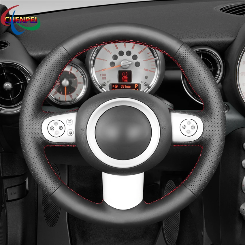 

DIY Non-slip Black Leather Car Steering Wheel Cover For Mini(HatchbackMini R50R52R53) 2001-2006 Car Interior Accessories