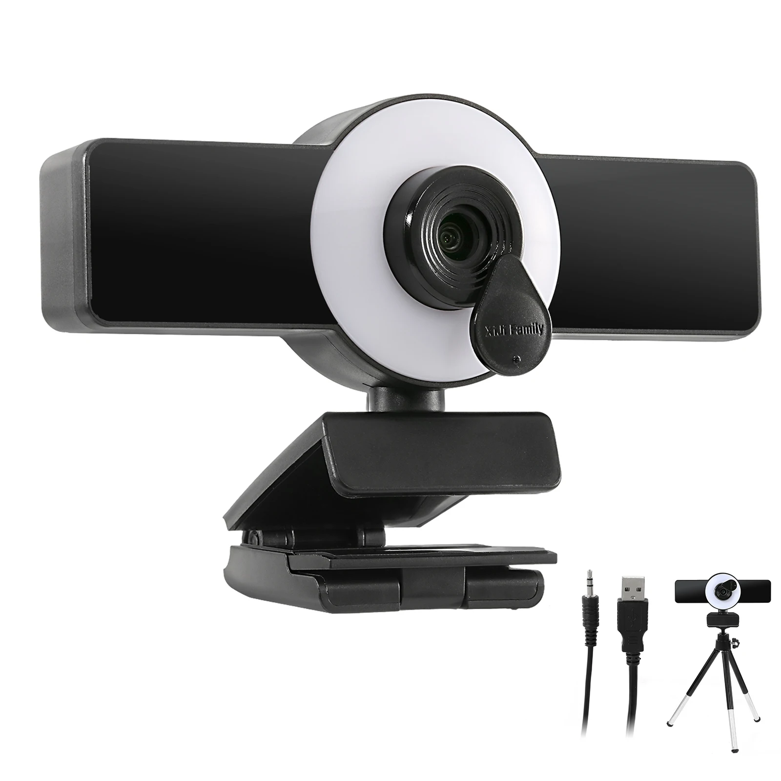 Webcam 2K HD Built-in Adjustable Ring Light Microphone Advanced Autofocus AF Streaming Web Camera For Gamer Facebook YouTube