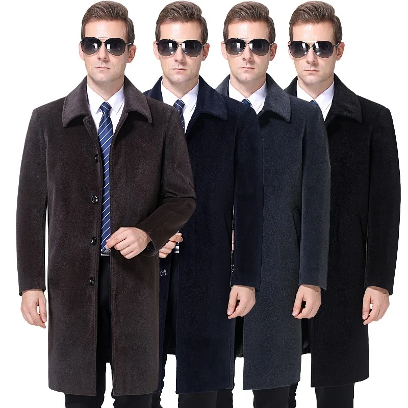 Популярное зимнее кашемировое пальто среднего возраста с отложным воротником