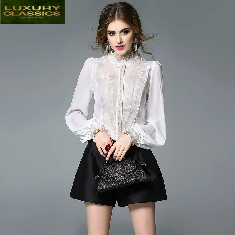 Silk Vintage Blouse Real Womens Tops and Blouses Elegant Blusas Clothes Long Sleeve Shirts Spring Autumn Shirt 2021 2374