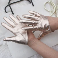 womens runway patent leather gloves half palm glove fashion female performance dancing party genuine leather sexy glove