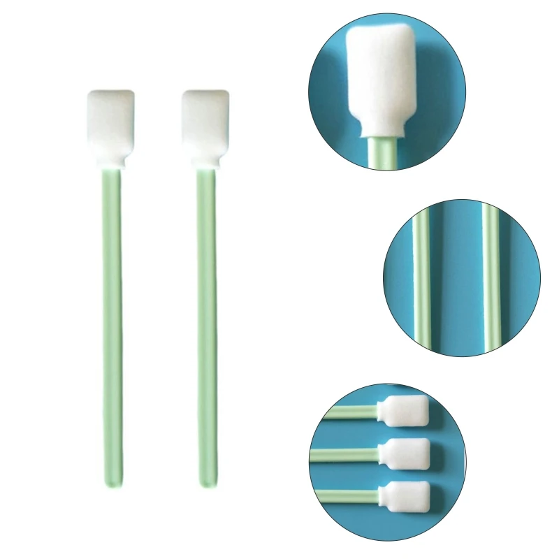 

50Pcs/Set Square Rectangle Sponge Tip Foam Swab Green Dust Free Cleaning Sticks for Inkjet Thermal Printers Optical Lens G99E