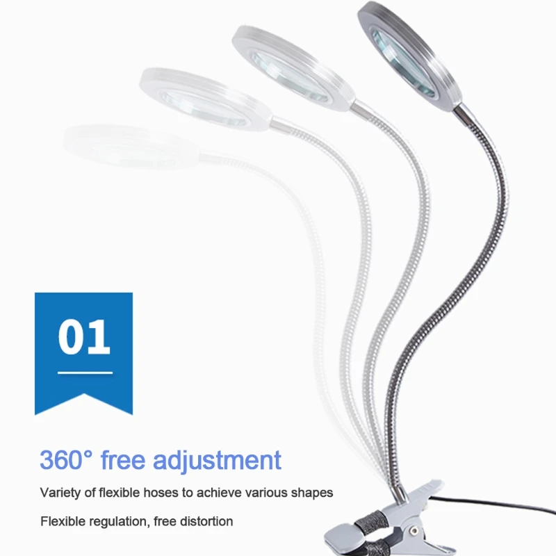 

Desktop Magnifying Glass Lamp Compatible Soldering Iron Repair/Table Lamp/Makeup/Reading 360°Flexible