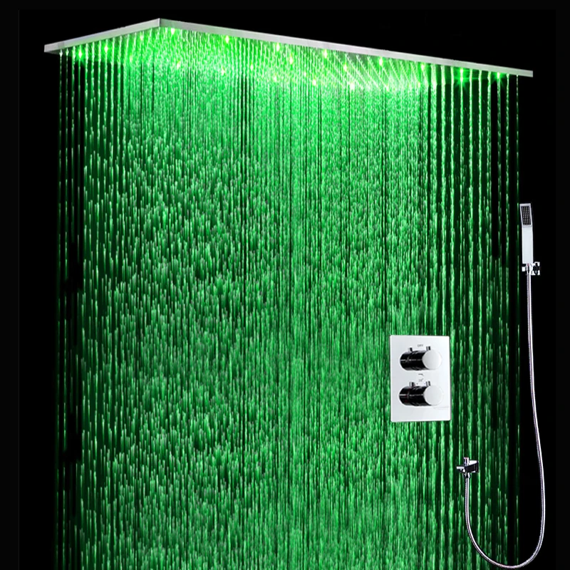 Роскошный потолочный светодиодный душ для ванной комнаты 500*1000 мм 304 матовая