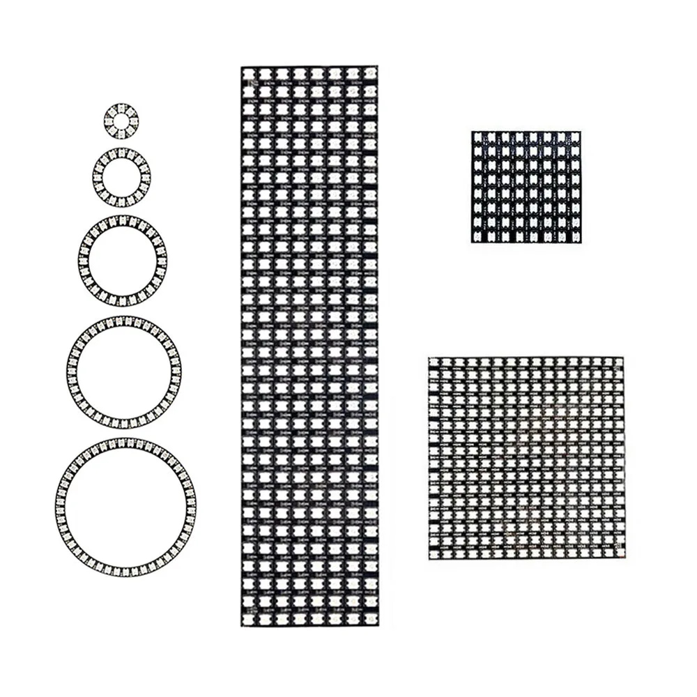 

Светодиодная цифровая панель WS2812 Ring WS2812B, 5050 RGB, гибкий экран 8*8 16*16 8*32, индивидуально адресуемые пиксели, украшение для дома