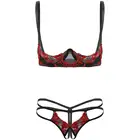 Кружевное Эротическое белье с вышивкой, тонкое искушение, бюстгальтер и трусики с подвязками, комплекты, женские открытые чашечки, сексуальный бюстгальтер, трусики без косточек, комплект