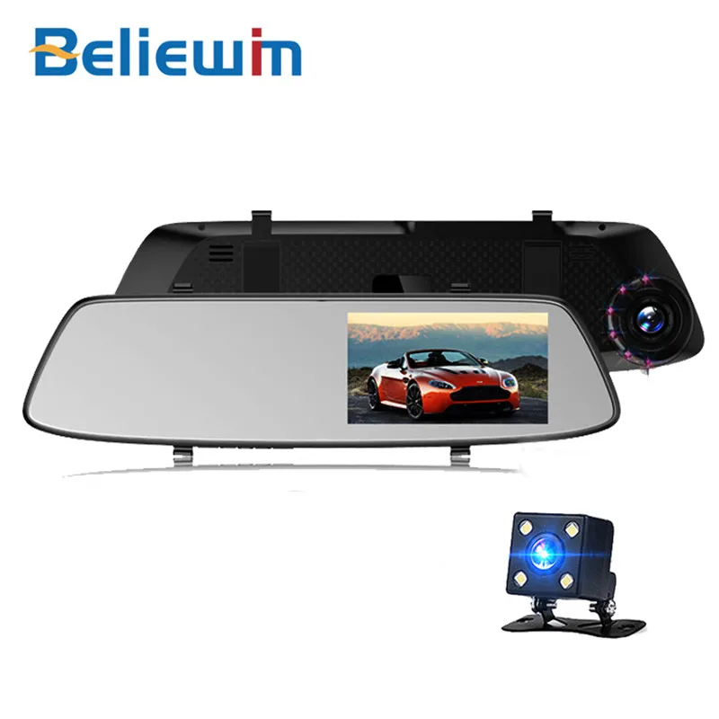 Автомобильный видеорегистратор с сенсорным экраном 4 7 дюйма двойным объективом