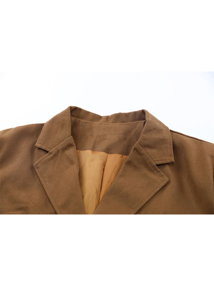 Женский винтажный Блейзер кофейного цвета с принтом Офисная модная Свободная