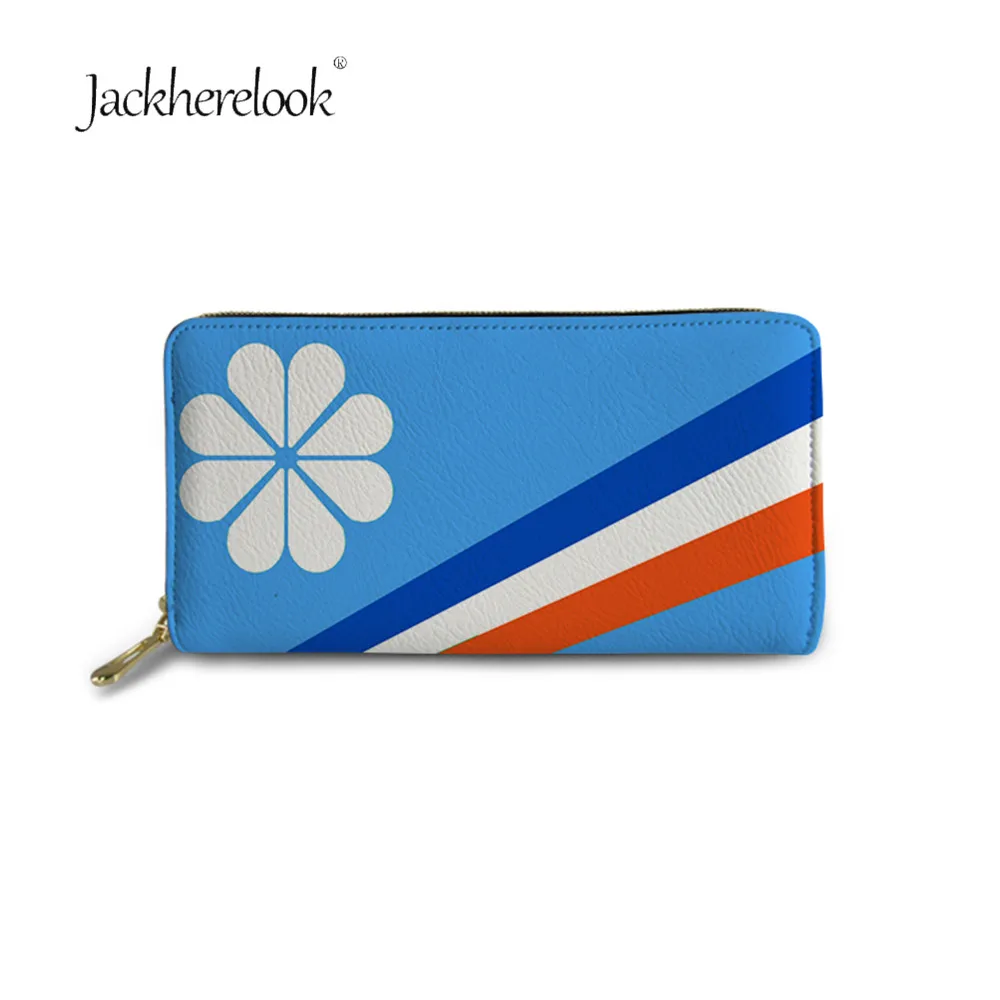 

Jackherelook Blue Tops Island Flag Pattern Female Zipper Long Wallet Fashionable Money Phone Clutch Bag Porte Monnaie Femme