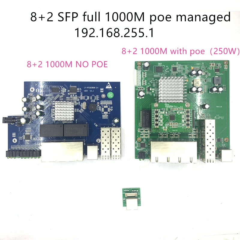 8 портов 10/100/1000 Мбит/с PoE Ethernet коммутатор модуль управляемый с 2 гигабитными