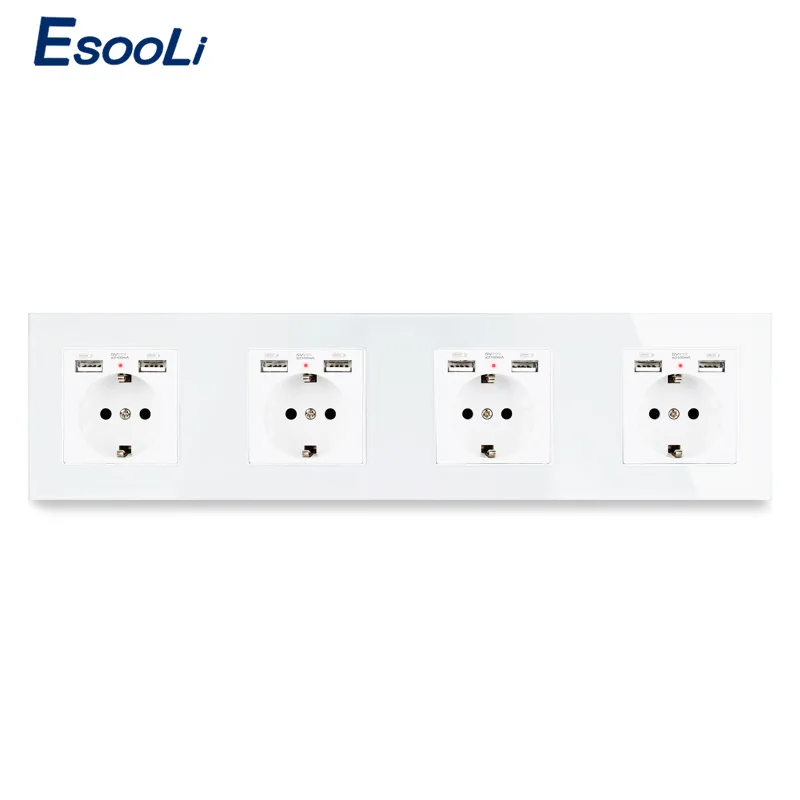 Штепсельная розетка Esooli европейского стандарта электрическая с двойным usb