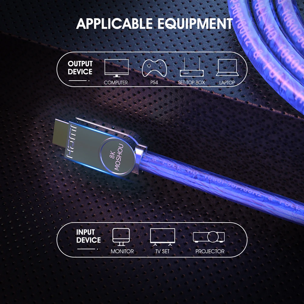 MOSHOU HD 2 1 кабель для PS4 ультра высокой четкости (UHD) 8K 48Gbs с аудио Ethernet совместимому