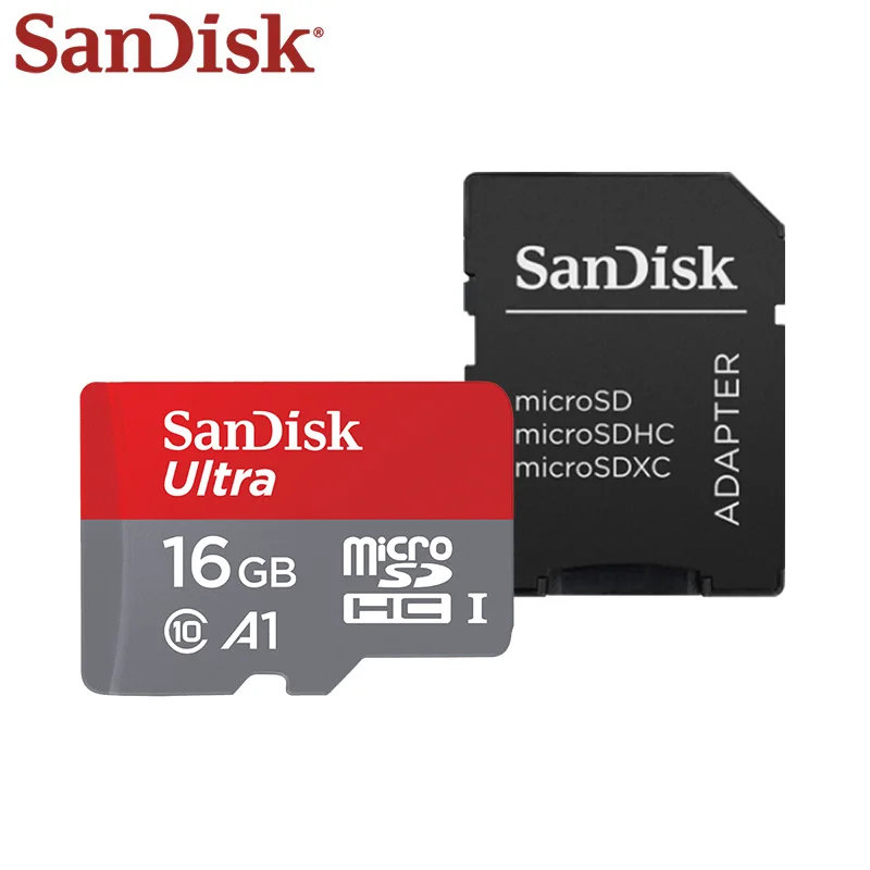 Двойной Флеш-накопитель SanDisk 128GB карты памяти A1 микро sd карты Class10 64 ГБ 32 ГБ оперативной памяти, 16 Гб встроенной памяти, tf карта с адаптером селфи-стик до 98 МБ/с. флеш-карта