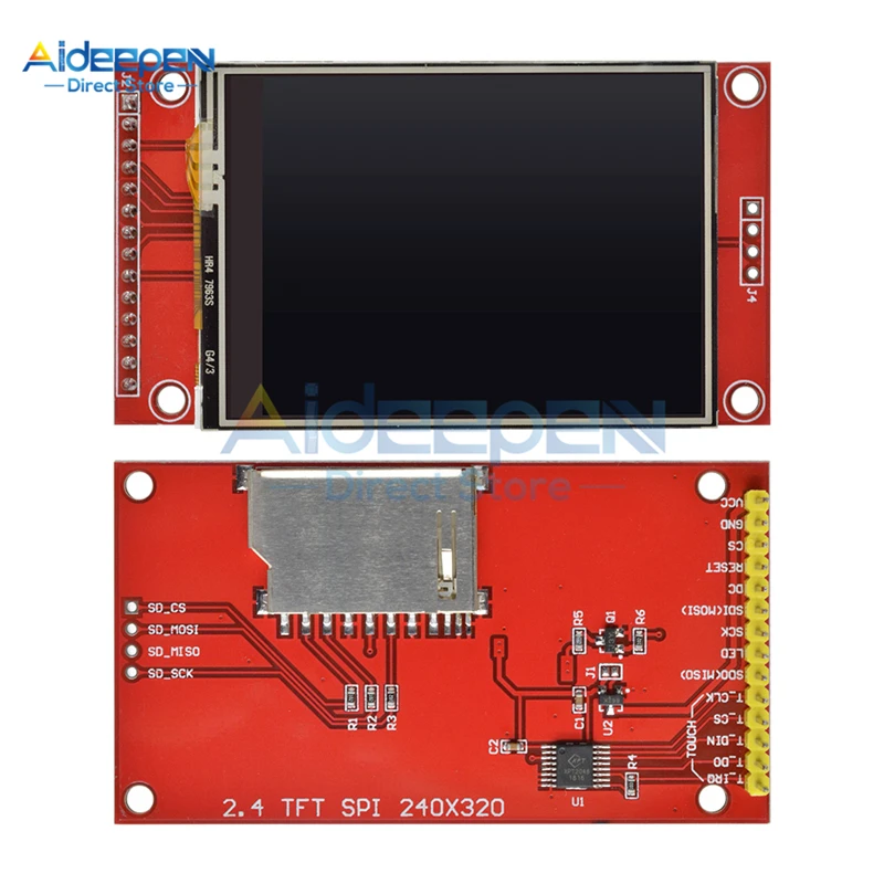 Модуль последовательного порта ЖК-дисплея 2 4 дюйма 4x240 SPI TFT 5 В/320 в PCB адаптер Micro SD