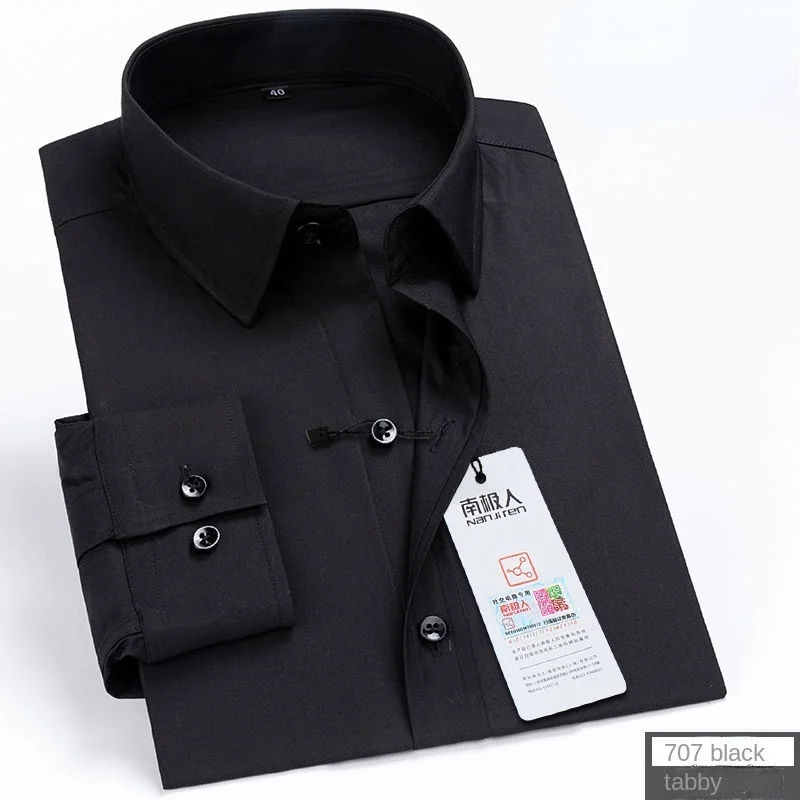 White Shirt Men's Long Sleeve Slim-Fit Iron-Free Formal Wear Spring Fall Business Work Clothes Business Mens Smart Casual Shirts