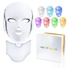Маска для лица и шеи, 7 цветов, с подсветкой, фотонная терапия, Омолаживающая, удаление пятен, морщин, отбеливающая маска для ухода за кожей лица