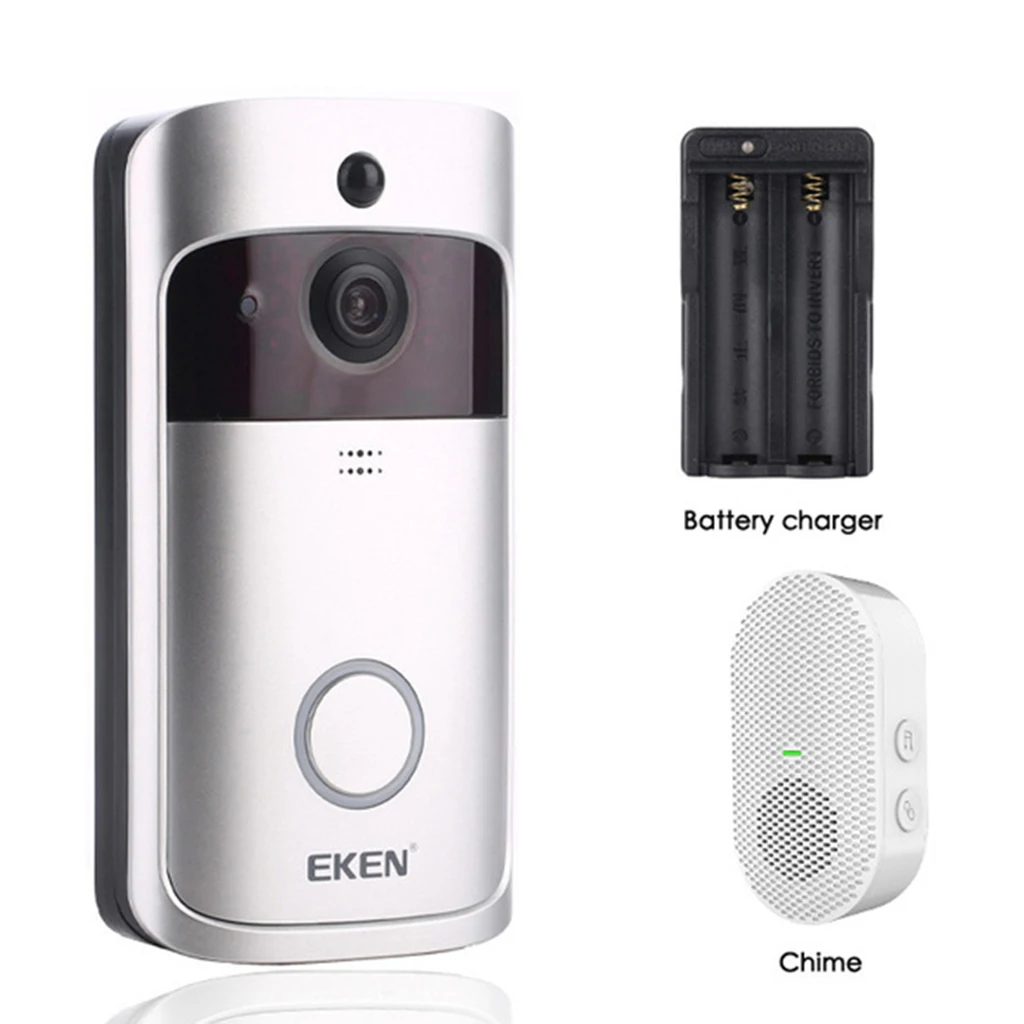 

Wireless 720P WiFi Video Doorbell Intercom IR Camera Bell Motion Detector Night Vision 166 Wide Angle 2 Way Audio with Chime