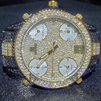 hip hop missfox gold mens watches 51mm big face iced out top brand luxury diamond business waterproof quartz wristwatches