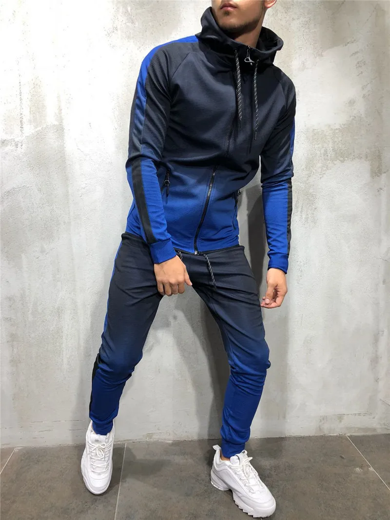 

2021 Autumn New Men's 3d Vests Digital Printing Sports Fitness Running Hooded Vests Set