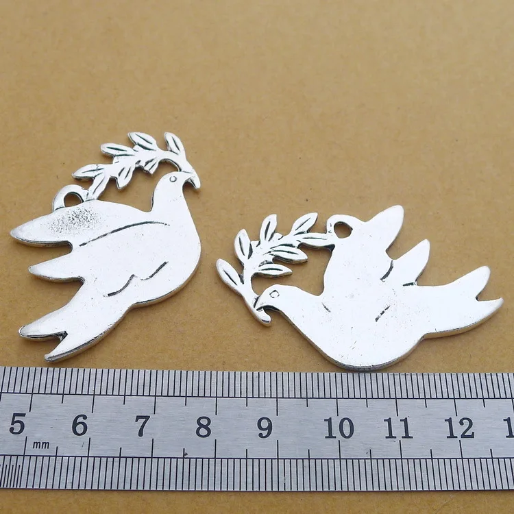 

2PCS/Lot 51mm*35mm Antique Silver Color Bird Charm Pendants For Jewelry Making DIY Handmade Craft