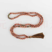 8mm natural 108 knot red sandalwood dragon blood stone bracelet blessing meditation spirituality healing inspiration bless