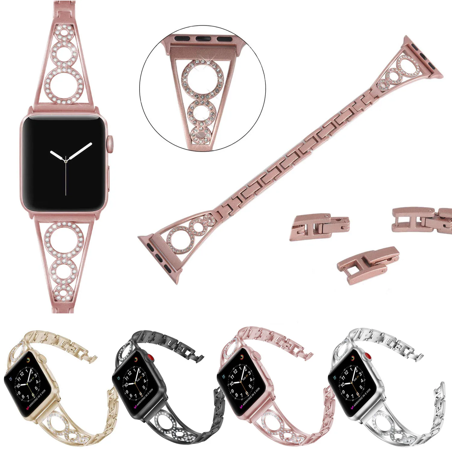 Шикарные часы украшенные драгоценными камнями ремешок для Apple Watch серии 4 40 44 мм с