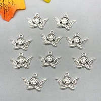 10pcslot antique silver color charms alloy angel pendant charm earrings necklace making diy handmade jewelry making accessories