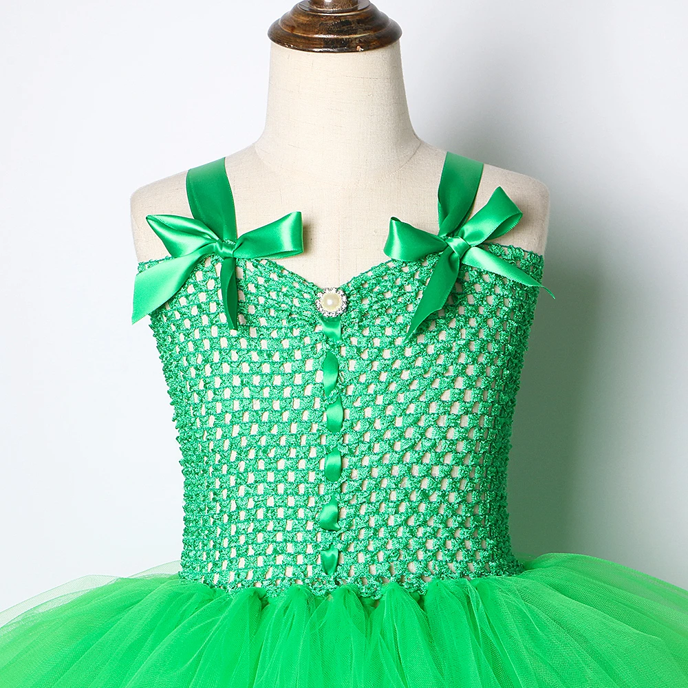 Solid Green Tutu Dress for Baby Girls Fairy Dresses Ireland St.Patrick's Day Kids Girl Halloween Christmas Costumes V-neck |