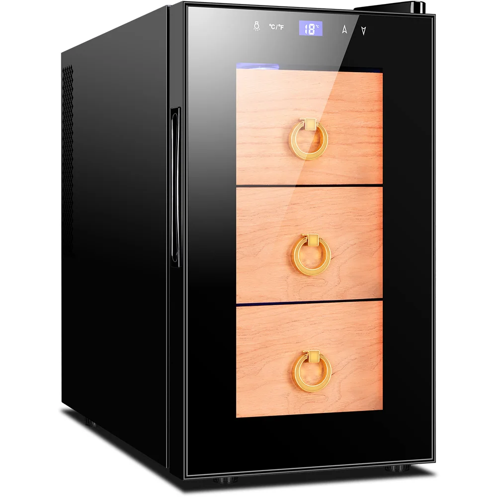 Humididor de cigarros inteligente, estante de madera de cedro espa&ntilde;ol, refrigerador para la Caja, ahorro de energ&iacute;a, sin ruido, refrigerador de aire fresco para el hogar-0