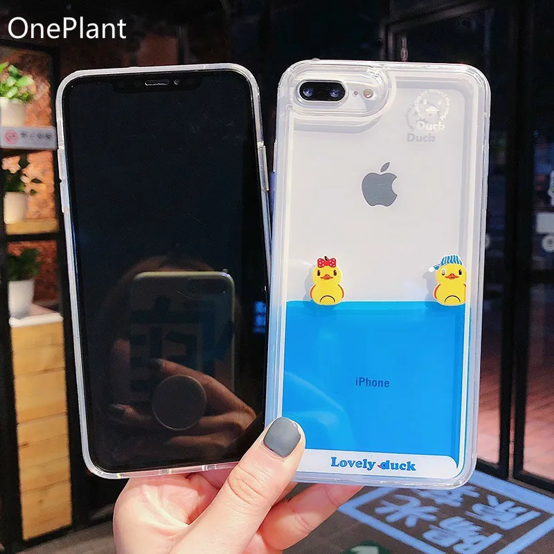 Чехол для телефона с мультипликационным принтом для iPhone 11 Pro Max X XR XS MAX 3D плавающая утка динамическая жидкость зыбучие пески для iPhone 5S 6 6s 7 8 Plus