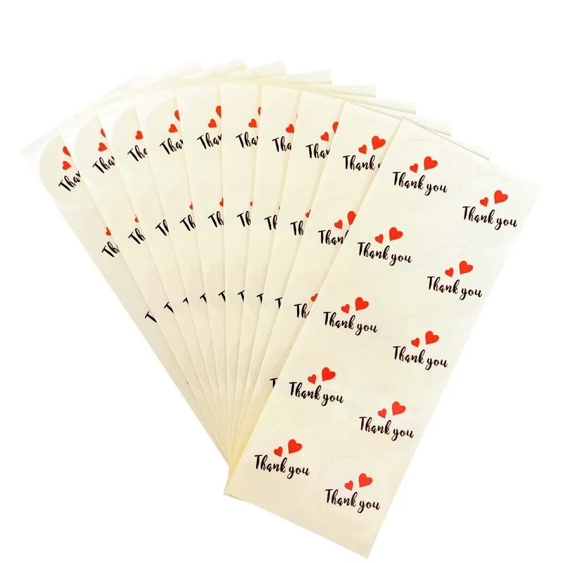 

1000pcs/pack THANK YOU Round Red Heart Sticker Crafts and Scrapbooking Material for Decoration Gift Handmade Sticker Scrapbook