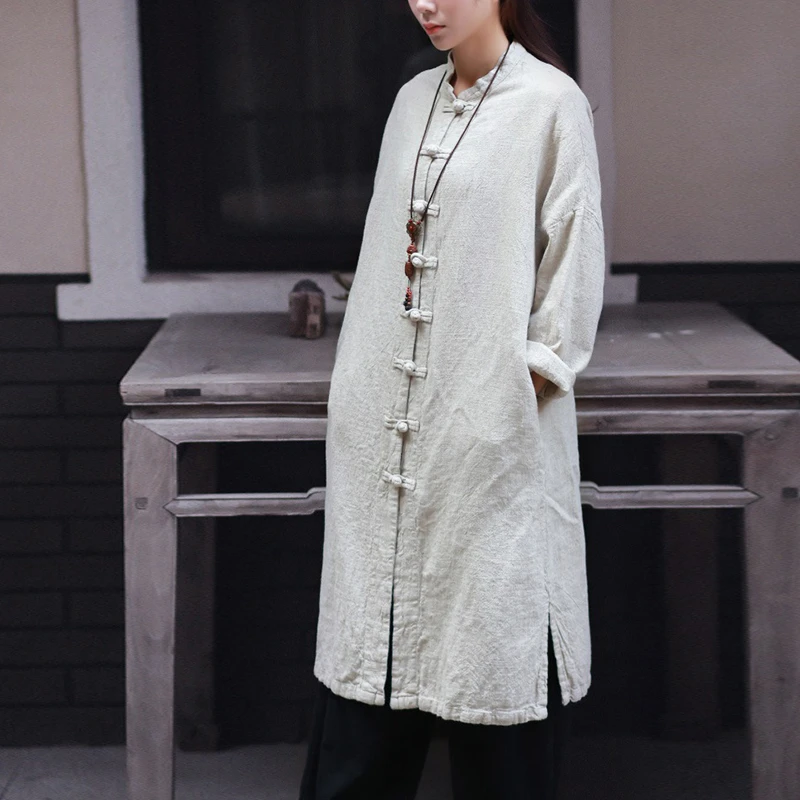 Тренчкот NINI WONDERLAND женский из натурального льна Свободный кардиган в стиле