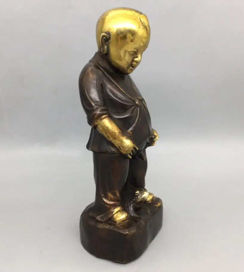 Китайская латунная архаизовая Статуэтка для мальчиков богатства