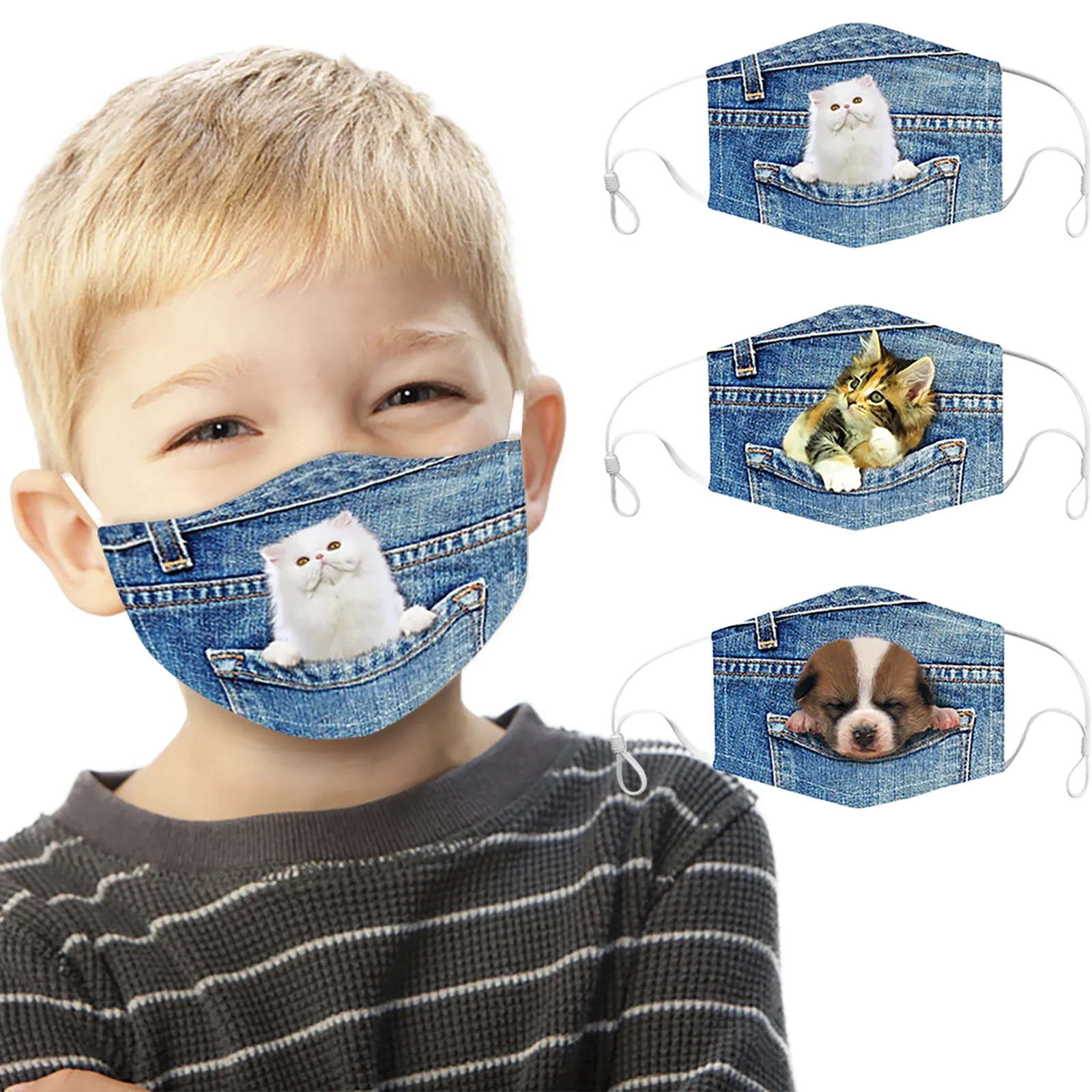 

3pc Cartoon Kids Washable Mask 3 Layer Child Filter Hygiene Thicken Children's Face Reusable Mouth Mask Earloop Mascarilla d5