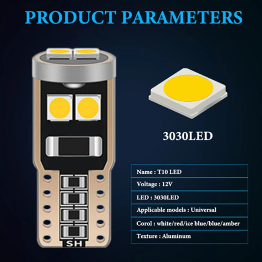 10 шт. T10 светодиодный W5W BA9S Canbus салона светильник 194 501 6 SMD 3030 СВЕТОДИОДНЫЙ Прибор s