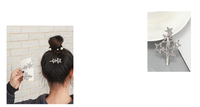 

New Crystal Rhinestone Stars Girls Hair Clips Korea Style Fashion Women Hair Pins Barrettes Girl Hair Styling Accessories