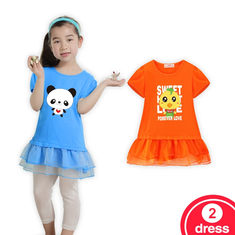 Футболки Платья для девочек детская одежда 5 лет хлопок короткий рукав дети панда