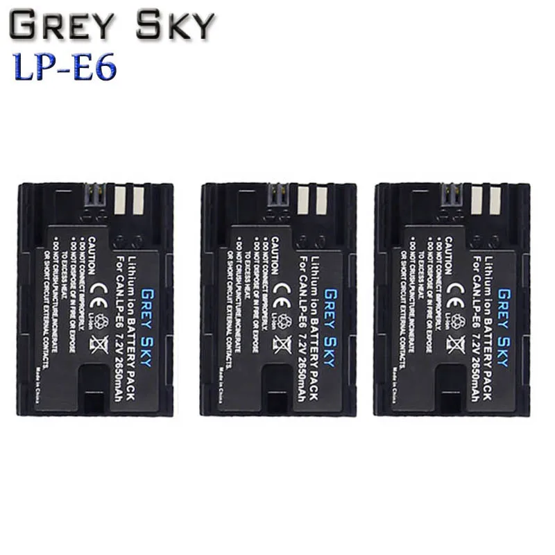 3 battery 2650mAh 7.2V LP-E6 LP E6 Battery+ USB LCD Charger For Canon EOS 5D4 5D3 60D 6D 7D 70D 80D 5DSR Camera - Цвет: 3 battery