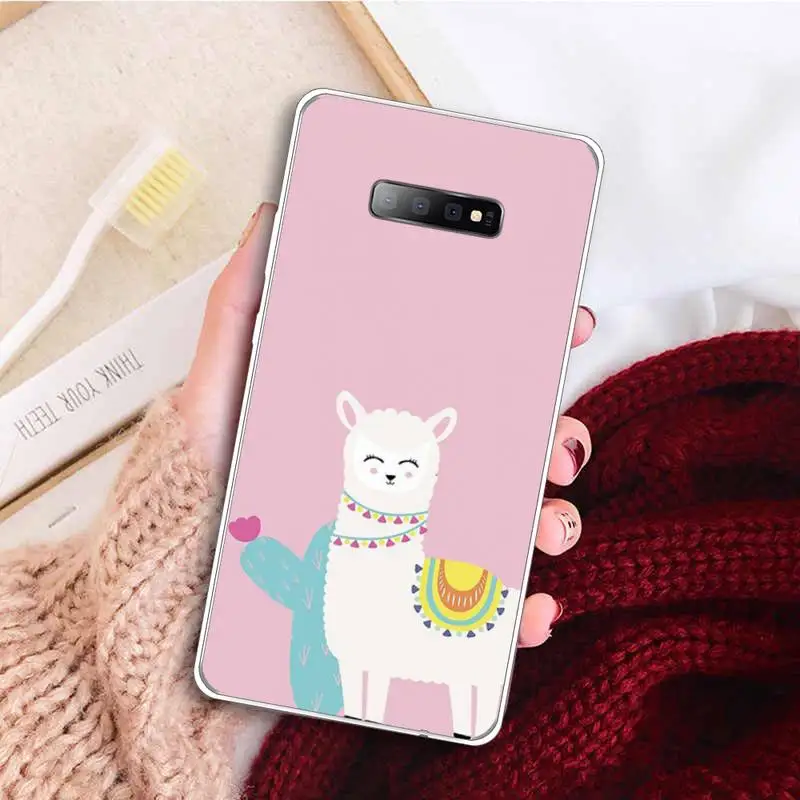 

Alpaca cute cartoon animal Phone Case Transparent For Samsung Galaxy S A 5 7 8 9 2015 20 edge plus 10 e lite 2019